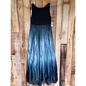 SLNY Dress Ombre Colorblock Tie Back Maxi Navy Blue Formal Wedding Guest 16 NWT